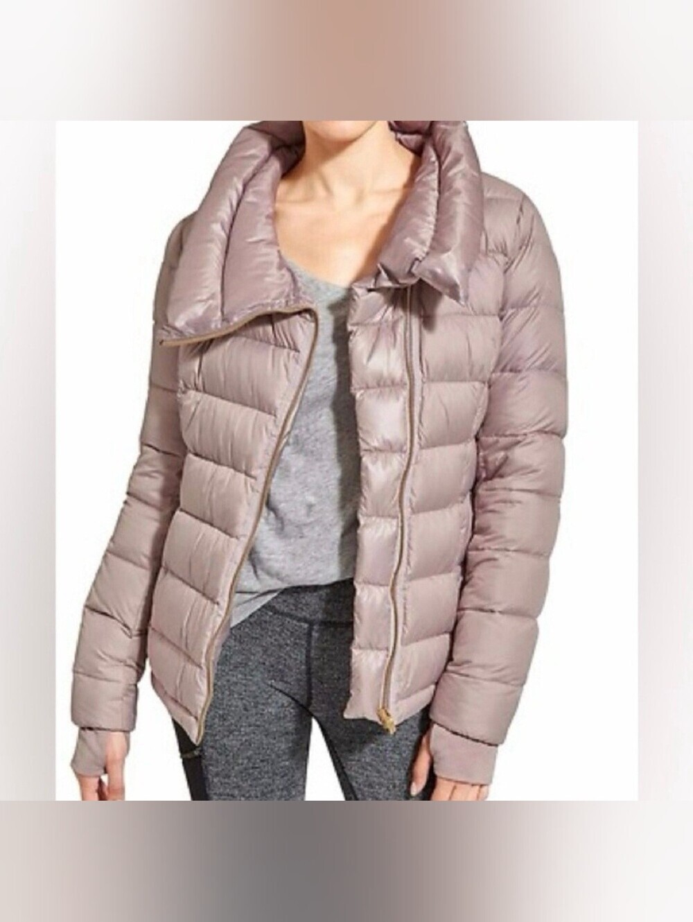 Athleta down about jacket motto zip puffer coat XXS Athleisure outdoor pink